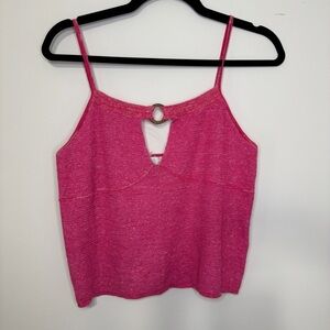 NWOT Free People Beach Pink Knit Ring Front Tank Top Size Large